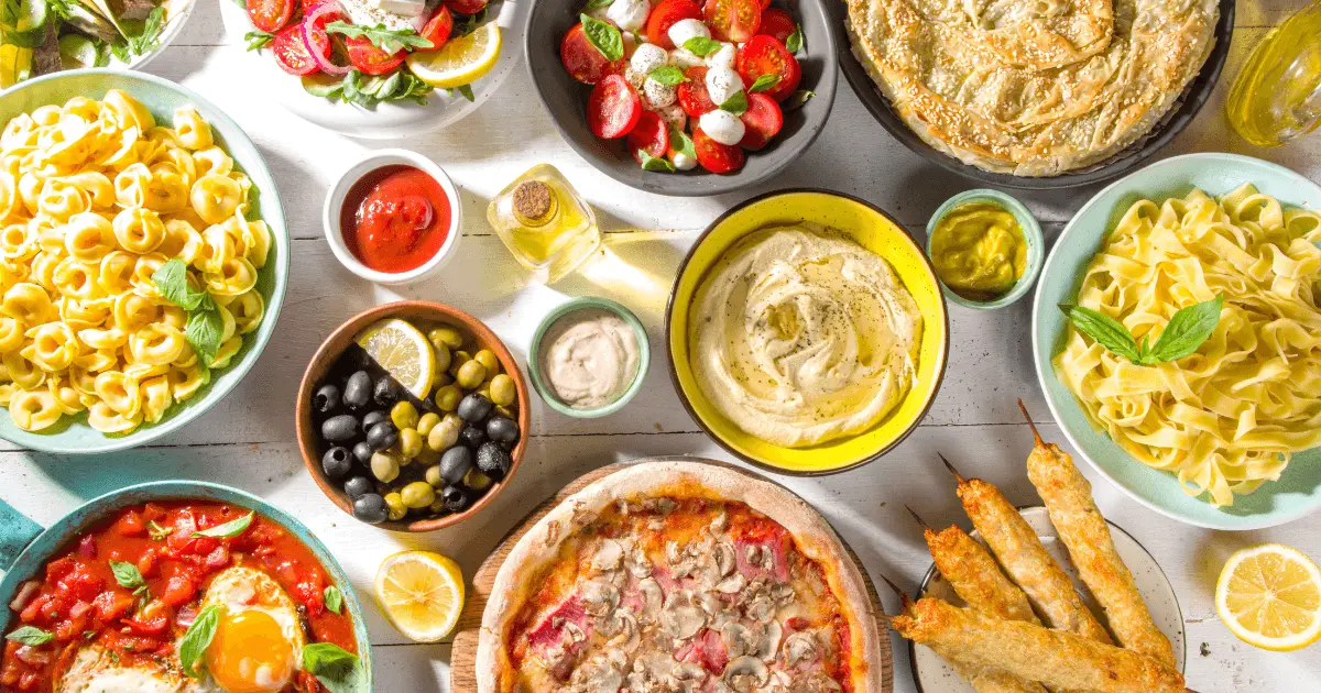 Set of Mediterranean foods